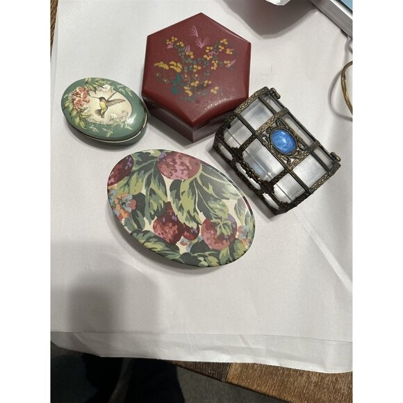 Unbranded Other - Trinket Boxes Lot of 4 Tin Plastic Nesting and Pirate Chest Vintage Hong Kong